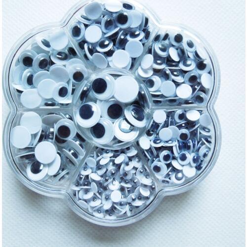 Plastic eyes 5/6/7/8/910/12mm With self-adhesive Activities Eyeball Moving Eyes Plastic Eyes Scrapbook For Doll Toy 550pcs/Box
