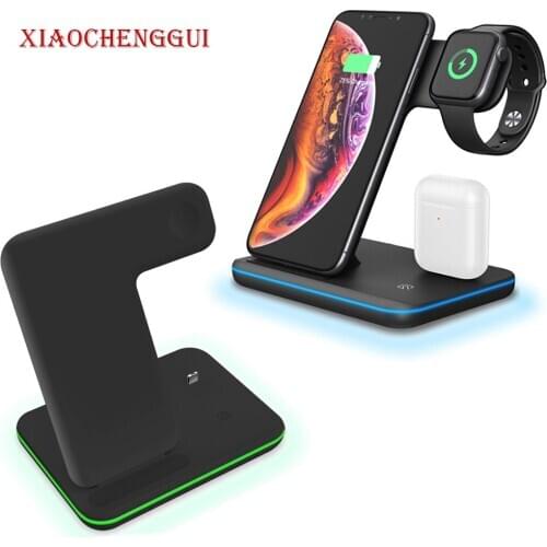 3 In 1 Fast Charging Stand 15W Qi Wireless Charger for Apple Watch 5 4 3 2 Airpods For iPhone 11 XS XR X 8 Samsung S20 S10