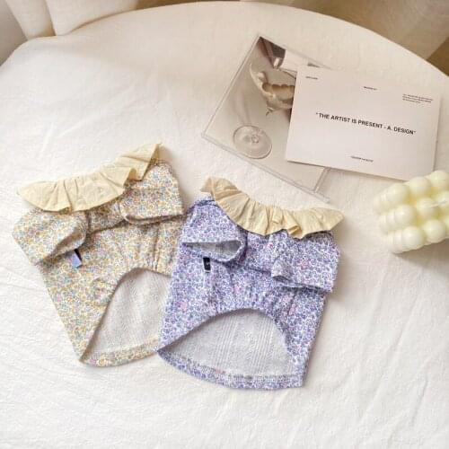 Sweet Floral Pet Dog Polo Shirt for Small Dogs Cats Lovely Luxury Style Dog Tshirt Chihuahua Pomeranian Costume Kitten Outfit