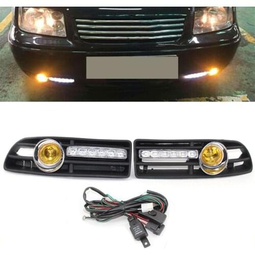 Car GRILLE FOG Light Fit FOR Volkswagen Jetta / Bora Mk4 1999-2005 LED DRL (White) Yellow Lens