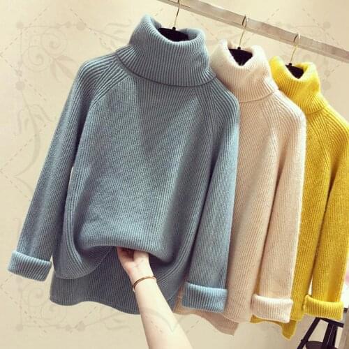 Lazy Style Pullover Sweater Women 2020 New Autumn Winter Korean Fashion Loose All-Match Long Sleeve Solid Color Knitting Sweater