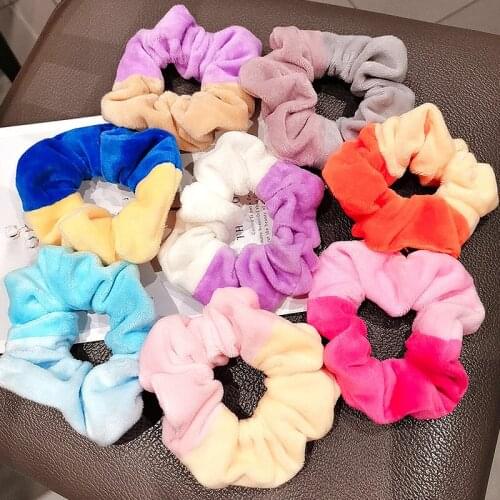 Patchwork Colorful Scrunchie Hairband For Women Elastic Hair Rubber Bands Hair Accessories Headband Hair Rope Ponytail Holder