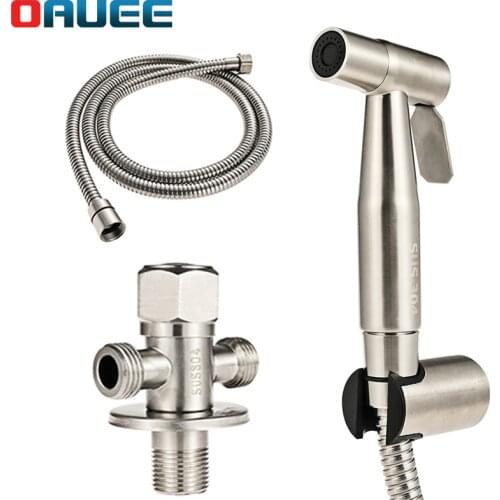 Handheld Toilet Bidet Faucet Stainless Steel Hand Bidet Sprayers Brushed Water Gun Spray Gun for Shower Bathroom Cleaning Tools