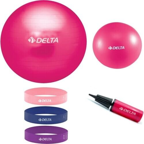 SERESSTORE Delta 2 Piece Pilates Ball 65*25 - 55*25 cm Mini Balance Ball And Pump Set Fitness Gym Sweat Suits Aerobic Yoga Band