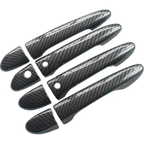 Sport Carbon Fiber Style Door Handle Cover Trim for Mazda 2 3 6 CX-3 CX-5 CX-9 (with Keyless Holes)