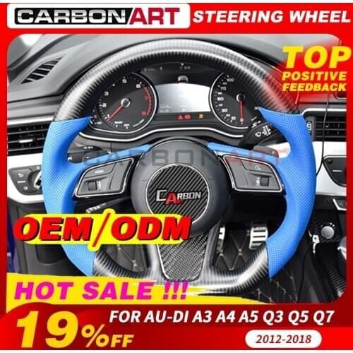 Sport styling carbon fiber steering wheel for aud-i A3 A4 A5 A6 A7 Q3 Q5 Q7 auto replacement parts aud-i A3 A4 A5 A6 A7 A8 2010