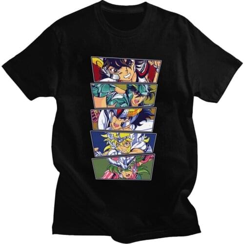 Saint Seiya T Shirt Men Soft Cotton Tee Tops Knights Of The Zodiac Cartoon Manga Tshirt Short Sleeve Fashion T-shirt Gift