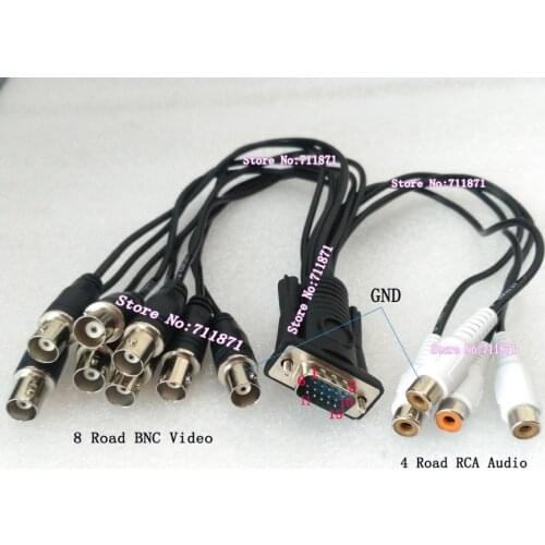 VGA to BNC RCA 15Pin D-Sub to 8 BNC 4 RCA Monitor card Video Audio Cable Line VGA D-Sub to 8 Road BNC VIDEO 4 Road Audio Line