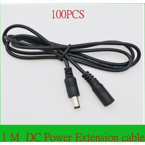High quality 100PCS CCTV DC Power Extension Cable 1 Meter / 3FT 3 FT Jack Socket to 5.5mm x 2.1mm Male Plug