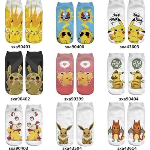 Japan Harajuku Printing Cute Pokemon Go Short Socks Kawaii Cartoon Anime Pikachu Ankle Sock Women Cosplay Costumes Party Decor