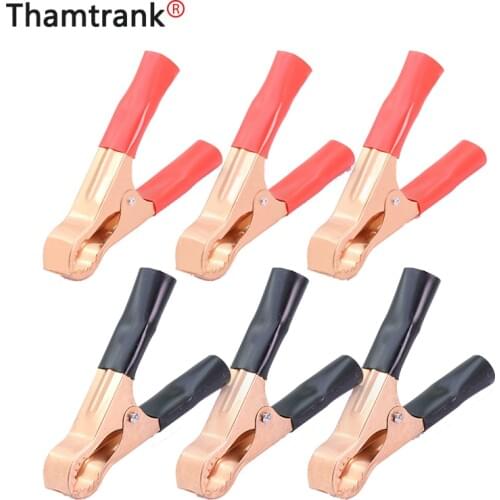 10pcs/5pair 50A Red + Black 80mm Crocodile Car Van Battery Test Lead Clips Alligator Clips Electrical Jumper Wire Cable Clamp