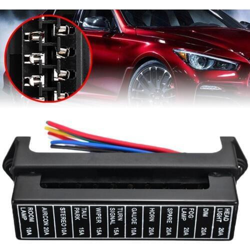 12 Way DC 32V Circuit Car Trailer Auto Blade Fuse Box Block Holder ATC ATO Blade Fuse 2 Input 12 Ouput Wires