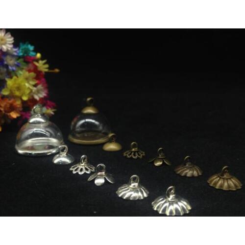 50ets/lot 18mm half glass cover dome globe classic base cap glass vial pendant fashion necklace glass bubble cover party gift