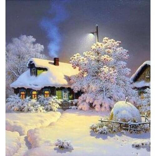 5D DIY Diamond Painting Square/Round Diamond Landscape Painting Snow Season Scenery Picture Cross Stitch Decoration Art WG3066