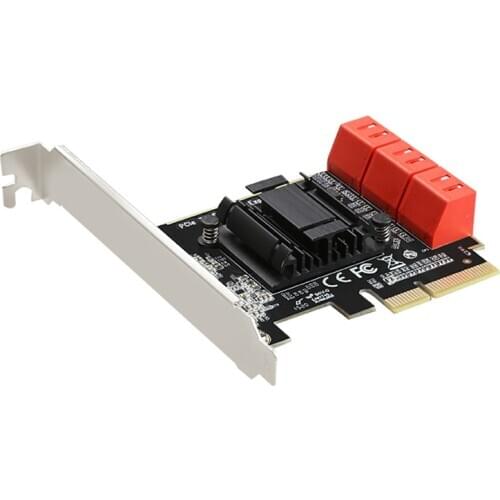 6 ports SATA 3.0 to PCIe expansion Card PCI express 4X Gen 3 PCI express SATA Adapter SATA 3 Converter Heat Sink