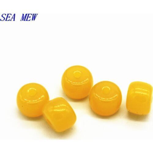 SEA MEW Imitation Wax Beads 10mmx7mm/11mmx8.5mm Cylinder Barrel Beads Spacer Bead Resin Loose Bead For Jewelry Making 100PCS
