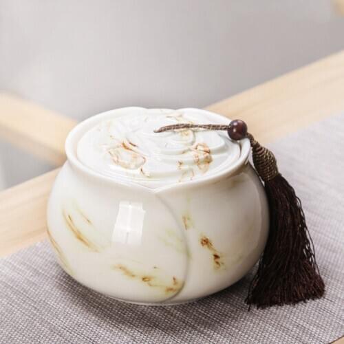 Tea Caddy Ceramic Sealed Can Large Kung Fu Tea Set Tea Caddy Tea Package Box Ceramic Pot Tea Jar Tea Box Tea Storage Tea Tins