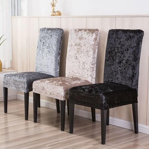 Cheap 1/2/4/6 Pieces Velvet Shiny Dining Chair Cover Elastic Chair Slipcover Jacquard Chair Cover for Dining Room Kitchen