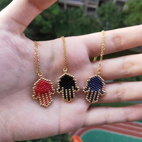 FAIRYWOO Palm Necklace Miyuki Beads Necklace Handmade Stainless Steel Jewelry Creative kinel turkish jewelry the vampires diares