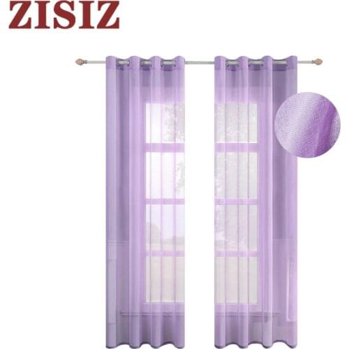 ZISIZ Multi Color Solid Color Tulle Curtains for Living Room Kitchen Bedroom Window Decoration Treatment Sheer Voile Curtain