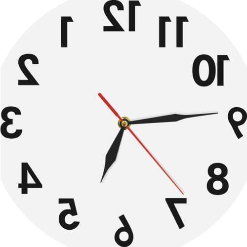 Backwards Quartz Clock Modern Design Reverse Wall Clock Creative Art Wall Decor Time Clock Decorative Home Wall Clocks