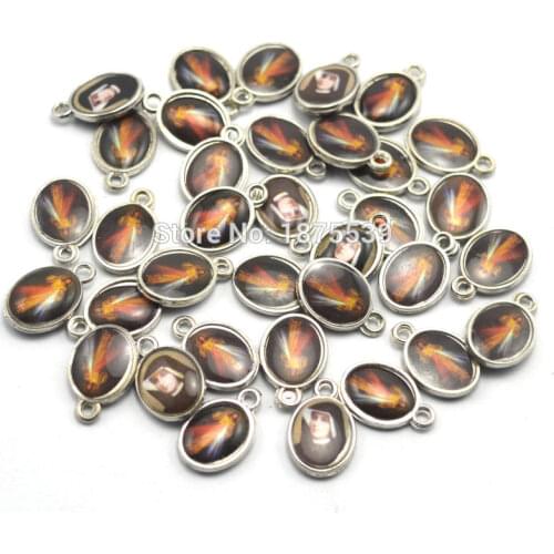 Catholic small oval medal Jesus mercyful St Faustina bracelet medal