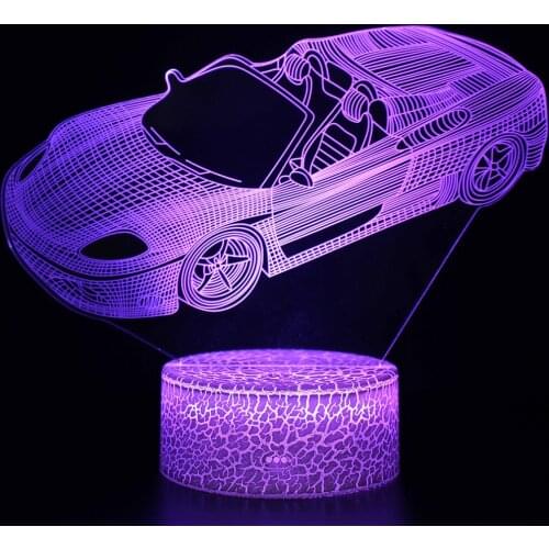 Cute Room Decor Night Light Plug in Cool Supercar 3D Lamp LED USB Table Bedroom Lights for Personalized Gifts Gaming Setup Fairy