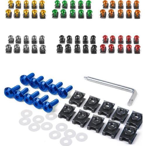 Motorcycle 10 x M6 6mm Aluminum Fairing Bolts Kit Spire Speed Body Fastener Clip Screw Sportbike gold/blue/black/red/gray/green