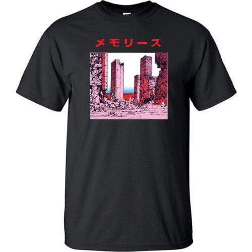 Memories Tshirt Men T Shirt Japan Anime Tshirts Summer Cotton Short Sleeve Black White Loose Harajuku T-Shirt Tops Tees Mens