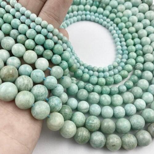 Peru Amazonite Natural Stone 4.6.8.10MM Round Spacers Loose Beads For Jewelry Necklace Bracelets Making DIY Accessories Findings