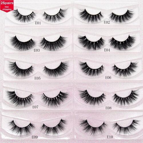 Visofree 25 pairs/lot 3D Mink Lashes Natural False Eyelashes Fake Lashes Long Makeup Extension Eyelash Mink Eyelashes for beauty