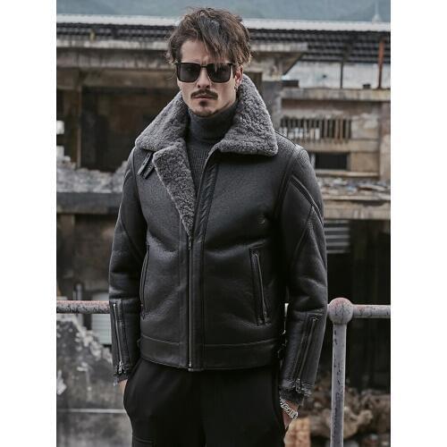 2019 Autumn And Winter New Mens B3 Shearling Jacket Sheepskin Coat Short Leather Jacket Fur Coat Mens Winter Coats
