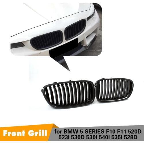 F10 F11 Real Carbon Fiber Front kidney Bumper Mesh Racing Grills for BMW M5 520d 523i 530d 530i 540i 535i 528d 10-16