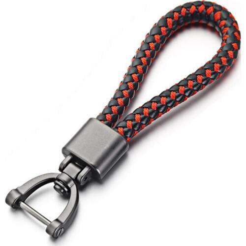Braided Leather Keychain Rope Key Chain Metal Horseshoe Key Ring Handmade DIY Pendant Car Keyrings Accessories for Men Women
