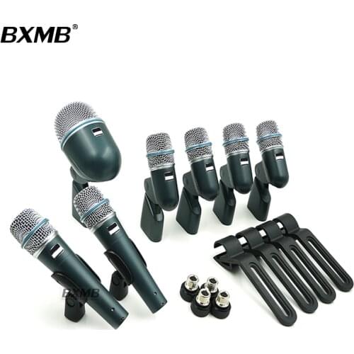 Professional 7 Piece Drum Kit BETA Percussion Instrument Microphone BETADMK7 Mic For Bass Amp Tom Snare Drum with Carrying Case