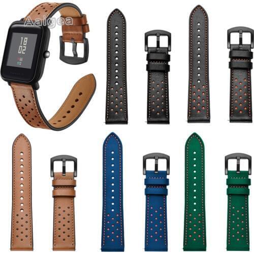 Fashion Leather Watch Band Strap for Xiaomi Huami Amazfit Bip BIT Replacement Wrist band strap 20mm Leather Bracelet Belt bands