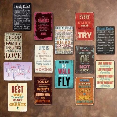 FAMILY LIVE LOVE RULES Style Vintage Tin Sign Bar Pub Cafe Club Shop Home Wall Decor Retro Metal Poster