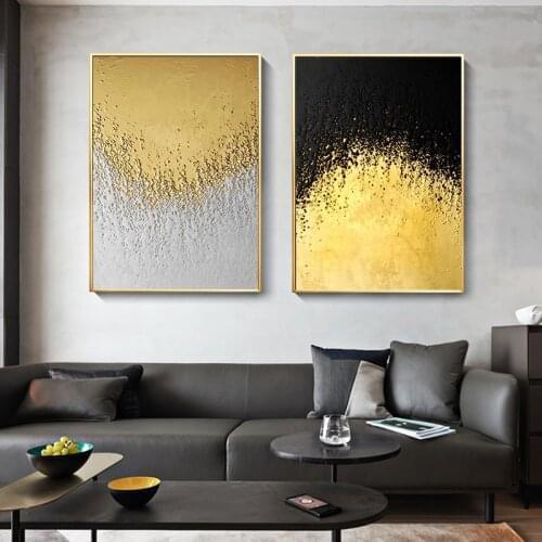 Modern Golden Abstract Gold Foil Canvas Painting Posters and Prints Wall Art Pictures for Living Room Home Decoration No Frame