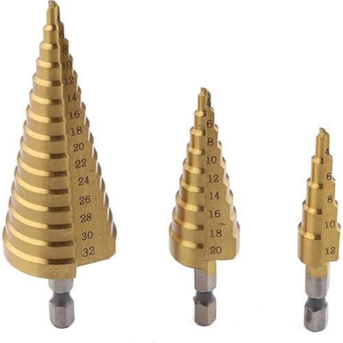 Hexagonal Handle Step Drill HSS Steel Step Cone Drill 4-32 4-20 4-12 For Choose