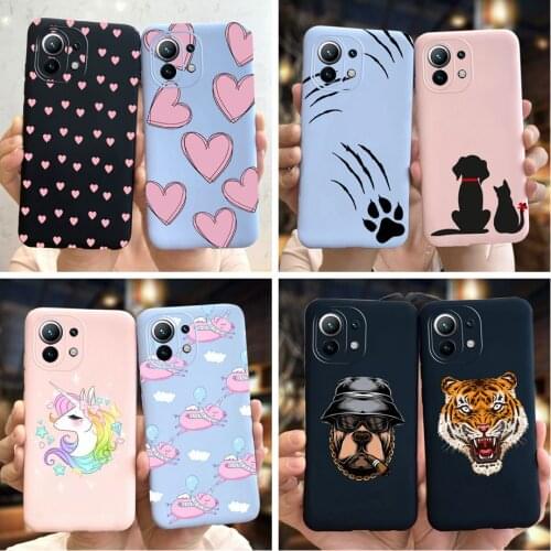 For Xiaomi Mi 11 Lite Pro Mi11 Ultra Slim Case Love Heart Cartoon Cute Bumper Cover on For Xiaomi 11 Mi 11 11i Mi11 Lite 5G Case