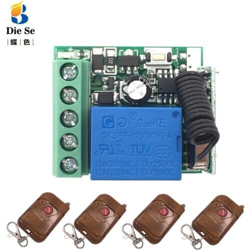 433MHz Universal Wireless Remote Control rf Relay 12v 1CH Receiver Module RF Switch and 1 button remotes for Gate Garage opener