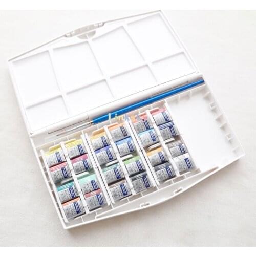Winsor & Newton Cotman Watercolor 24 Colors Half Pan Set Solid Paints,For Artists and students,Art supplies