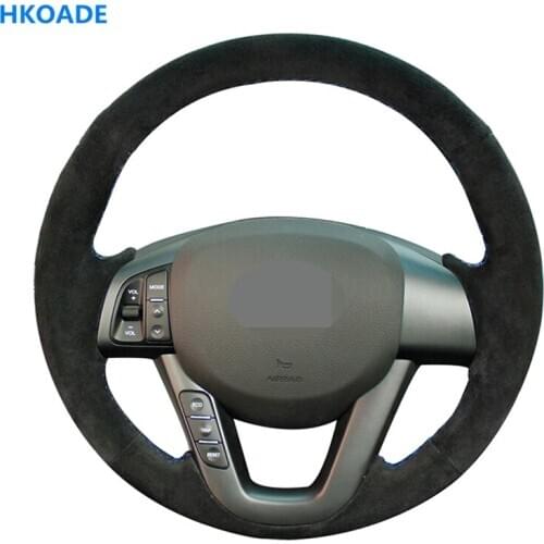 HKOADE DIY Hand-stitched Black Hige Soft Suede Car Steering Wheel Cover for Kia K5 Optima 2008 2009 2010 2011 2012 2013