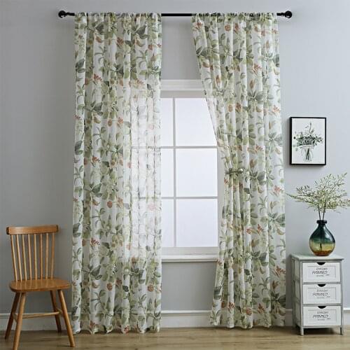 American Country Printed Pear Flowers Yarn Curtains For Bedroom Cotton and Linen Window Screen Sheer Tulle Curtain Fabrics #4