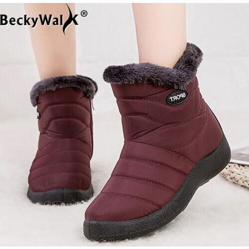 Women Boots Fur Warm Winter Ankle Shoes Snow Boots Womens Boots Non-slip For Women Down Waterproof Booties Botas Mujer WSH3727