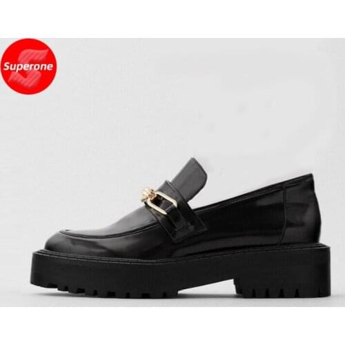 Superone Real Leather Women Flats Shoes Fashion Round Toe Casual Daily Shoes Woman New Arrival Lady Footwear Size 33-43