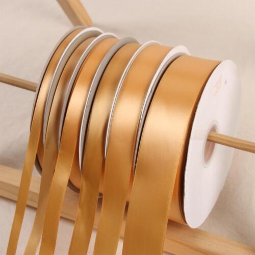 Gold Color 100Yards/91Meters/Roll Polyester Ribbon Wedding Christmas Decoration Cake Gift Box Wrap Ribbons Hand DIY Accessories