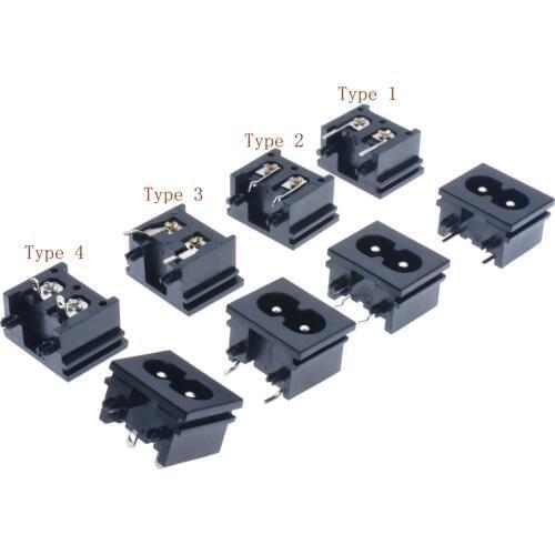 10PCS IEC 60320 C8 inlet 2-DIP pin solder and PCB terminal split panel version socket tabletop industrial socket
