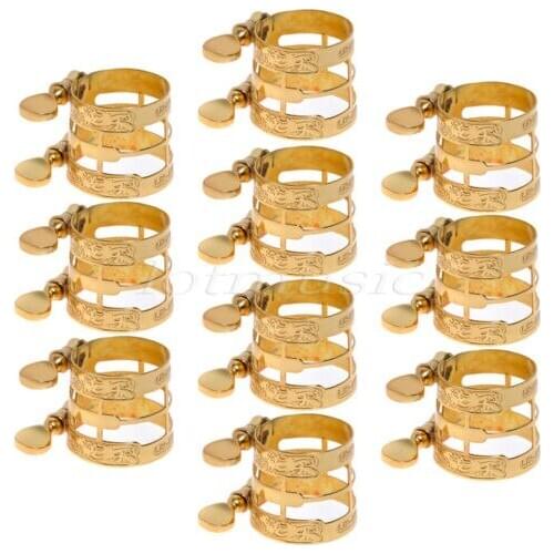 10 Pcs Gold Carving Ligature for Alto Sax And Clarinet Parts Replacement