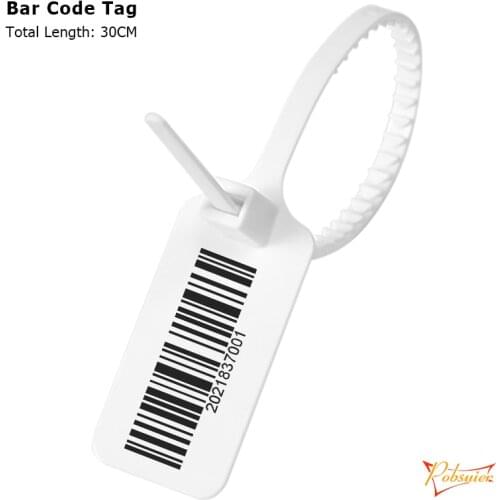 100 Plastic Bar Code Labels Disposable Adjustable Security Seals Zip Tie Random Barcode Tag for Product Shoes Bags Clothes 30CM